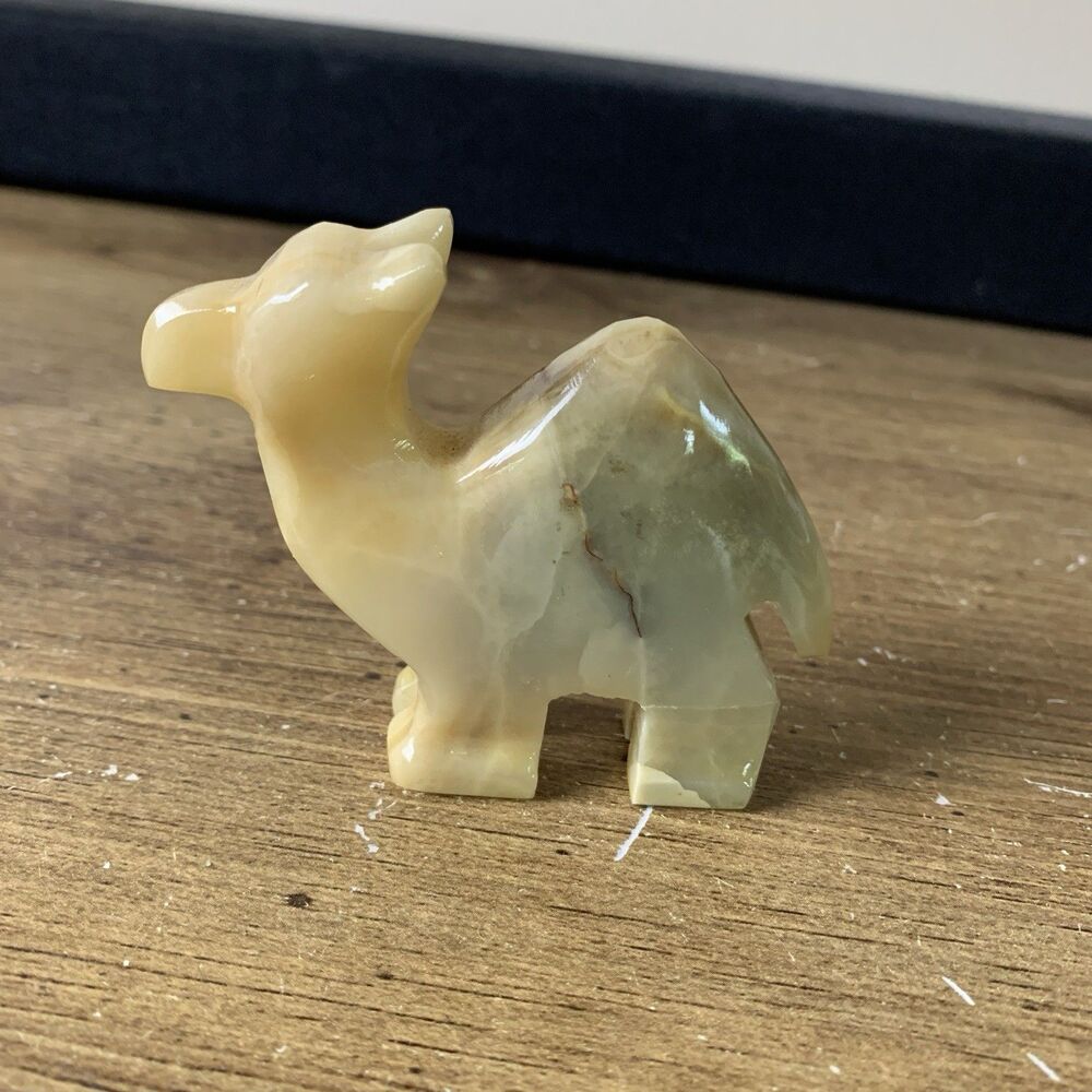 Onyx Marble White Stone Carved Camel Figurine Standing Animal